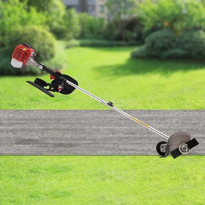 26cc Gasoline Lawn Mower, 0.65kw Hand-Held Gas Grass Trimmer, 2-Stroke 2T Cutting Edge Blade Head Gas Lawn Mower with Silencer, 8500rpm, Heat Dissipation Holes, 2800-3000r/Min Idling Speed