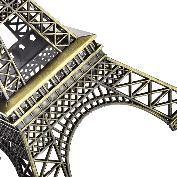 ESHATO Bronze Metal Eiffel Tower Statue, 10inch Decorative Figurine Replica Stand Holder for Cake Topper Table Decor Gift Party Home Decoration