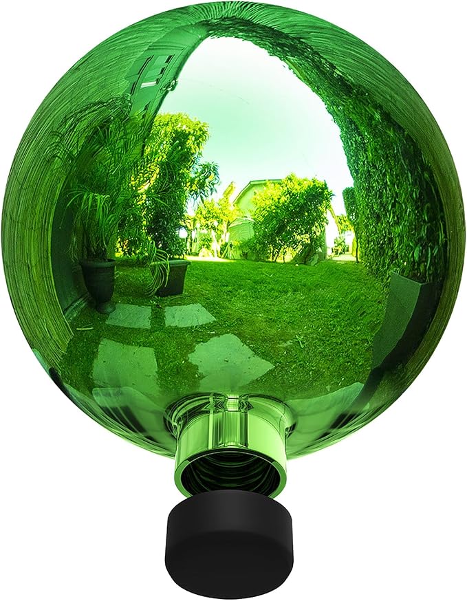 Alpine Corporation 10" Diamater Indoor Outdoor Glass Gazing Globe Festive Yard Decor, Green