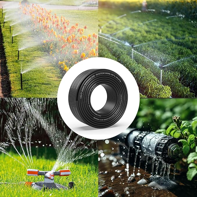 18/2 Solid Sprinkler System Wire 150ft, 18 Gauge Irrigation Wires PVC Jacket Sprinkler Cable for Underground Irrigation Valves Field Central Control System