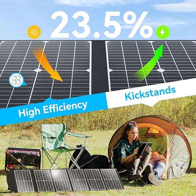 Extreme Lightweight and Compact Foldable Ecosonique 100W Portable Solar Panels Charger for Camping Power Station, Solar Generators, Cell Phones with USB QC3.0, Type-C PD3.0, Anderson and XT60 DC 20V