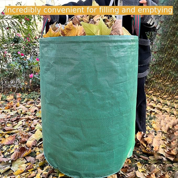 4-Pack 106 Gallon Leaf Bags & Yard Waste Collector - Reusable Standable Lawn/Garden/Camping Recycling Bags with 4 Handles, Portable Leaf Storage Container