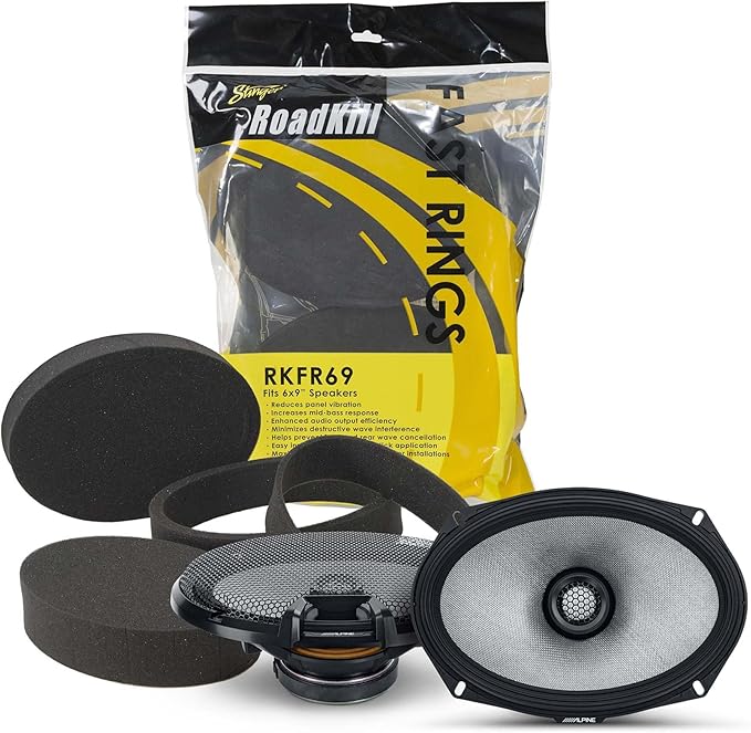 Alpine R2-S69, R Series 6x9 2-Way Hi-Res Speakers + Foam Baffle Kit Bundle