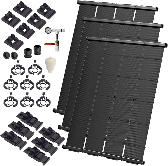 Industrial Grade Solar Pool Heater DIY Kit - Superior High-Wind Strapless Mounting System & Maximum Freeze Resistance (3-4'x7.5' / 90 Square Feet)