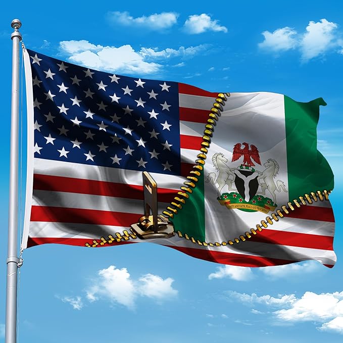 Vintage American America Usa Nigeria Nigerian Flags For Outside Yard 3x5 Ft Double Sided Printed 100d Polyester Lightweight Garden Welcome Outdoor Banner Brass Grommets