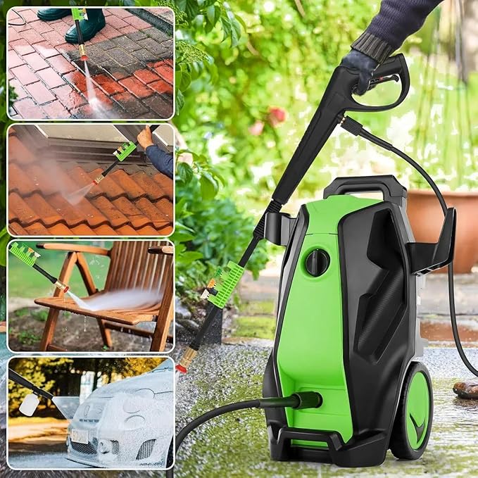 5000 PSI Pressure Cleaner, 4.0 GPM Heavy Duty Power Cleaner with Foam Cannon, 4 Nozzle Tips,33FT Hose and Soap Bottle for Home/Cars/Driveways/Patios/Decks/Fences(Green)