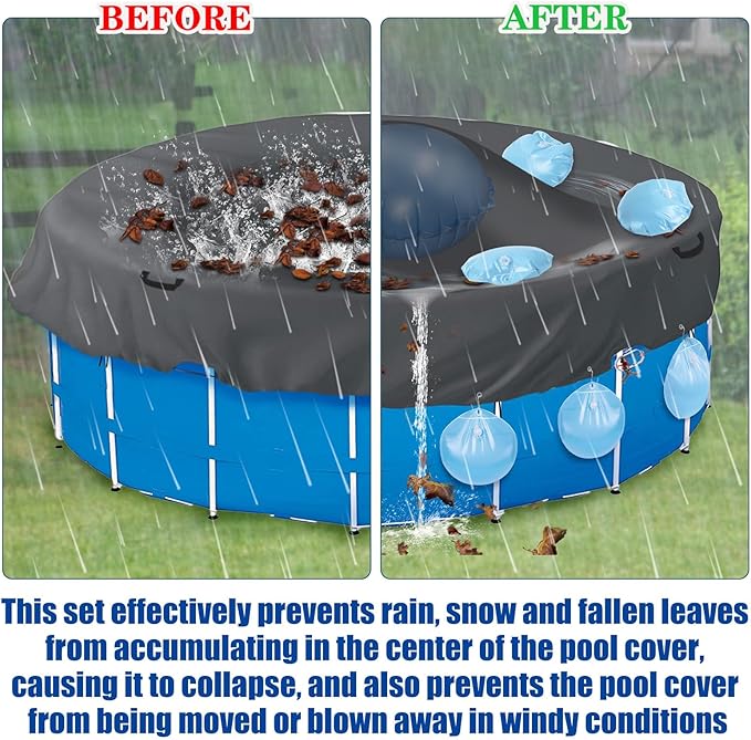 5Ft Pool Pillows with 16PCS Pool Cover Weights, Winter PVC Pool Pillows for Above Ground Pools with Pool Cover Weights for Support & Fix Swimmingpool Covers (5Ft +16PCS)