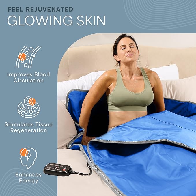 LifePro RejuvaWrap Far Infrared Sauna Blanket for Detox & Relaxation – Available in 5 Colors & 3 Models – Portable Sauna Blanket Infrared for Muscle Relief, Circulation & Recovery – 9 Heat Levels