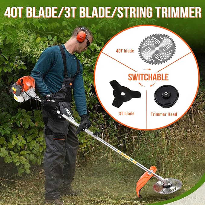 41.5cc Gas Hedge Trimmer Weed Eater 5 in 1 Multi Functional Trimming Tools Gas Weed Wacker Pole Saw for Tree Trimming Brush Cutter String Trimmer Lawn Edger