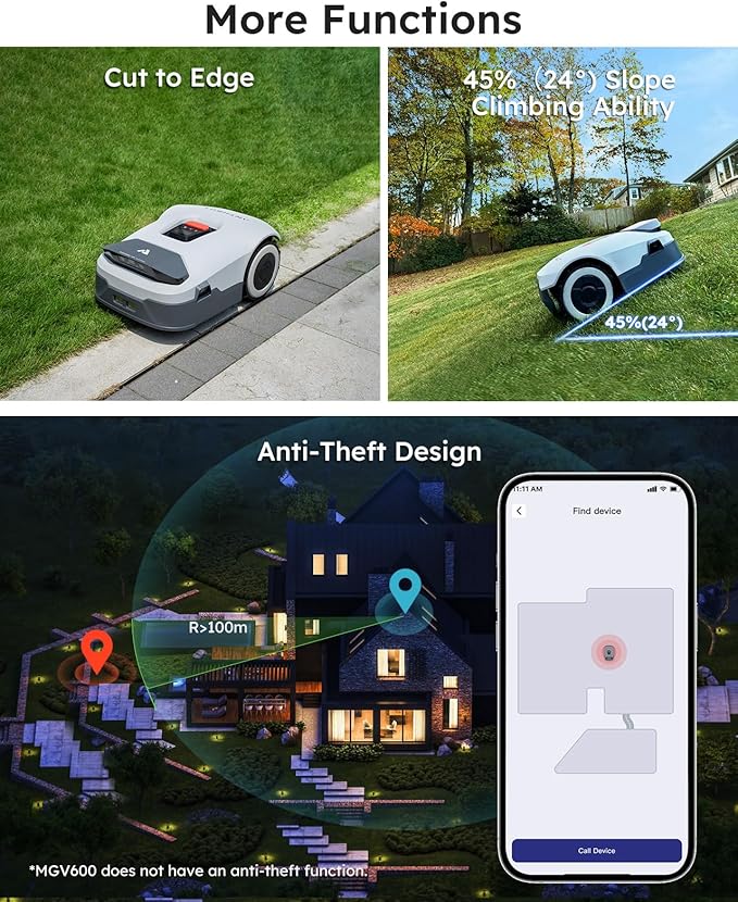 ANTHBOT Genie600 Robot Lawn Mower - NO Wire, Full Band RTK+4-Eye Vision Robotic Lawnmower for 0.23 Acre, Auto Mapping, Multi-Zone Management, Accurate Obstacle Avoidance, Intelligent Path Planning