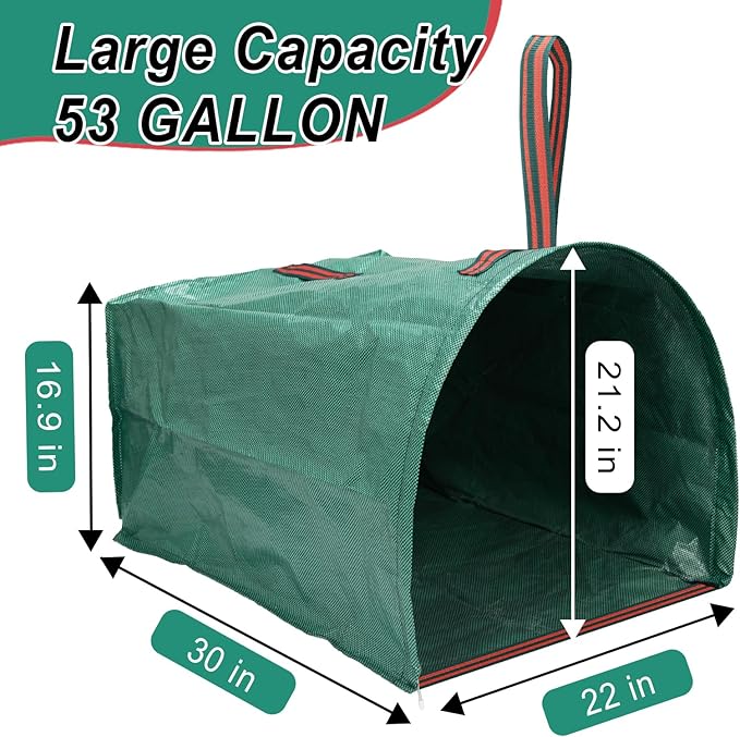 53 Gallon 1/2/3-Pack Leaf bags,Large Yard Dustpan-Type Reusable Lawn Yard Waste Bags,Foldable Garden Leaf Collector Bags for Leaves,Debris,Clippings,Lawn Trash