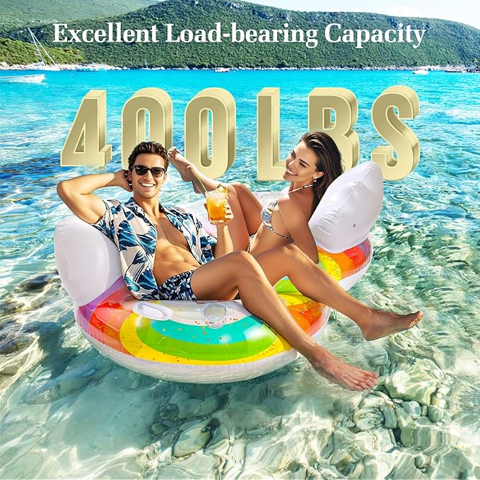 HeySplash Pool Lounger Float for Adult, Inflatable Pool Floats Bed Cooling Contour Lounger Rafts, Water Rafts for Lake, Outdoor Beach Pool Party