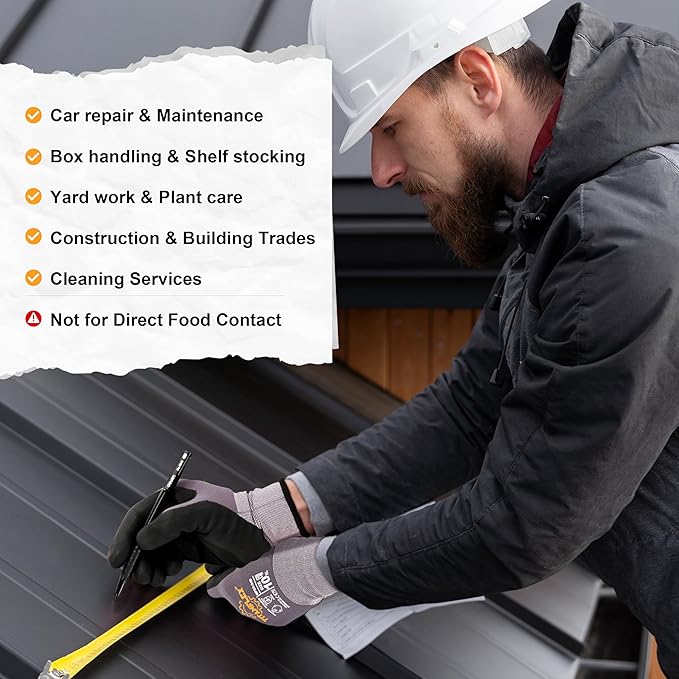 TitanFlex Work Gloves Microfoam Nitrile Coated Men Women, Safety Warehouse Gloves with Grip, Touchscreen, Seamless Knit Nylon