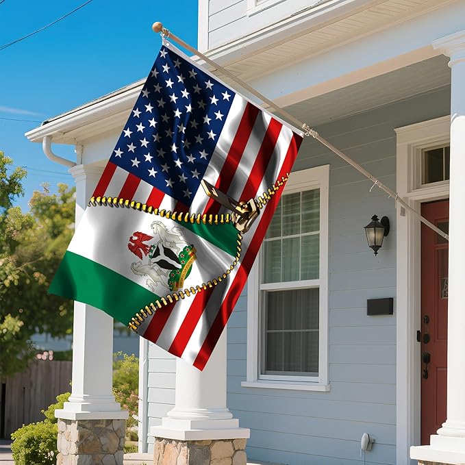 Vintage American America Usa Nigeria Nigerian Flags For Outside Yard 3x5 Ft Double Sided Printed 100d Polyester Lightweight Garden Welcome Outdoor Banner Brass Grommets