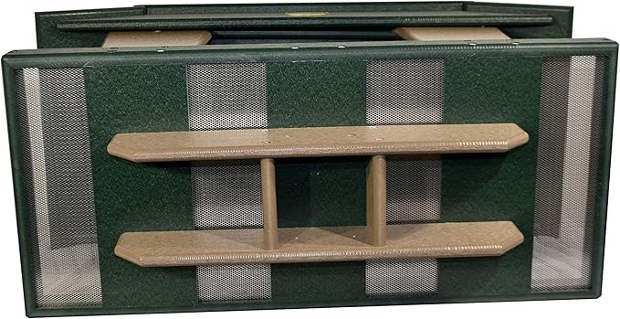 DutchCrafters Poly Post Mount Extra Large Double Hopper Bird Feeder, Outdoor Wild Bird Feeder for Outside, USA Amish Made (Turf Green & Weatherwood)