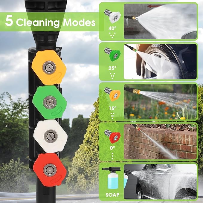 Electric Pressure Washer 5000 PSI,2.8 GPM Power Washer with Foam Cannon,Portable Cleaner with 33ft Hose Reel,4 Nozzle Tips,and Soap Bottle for Cars/Home/Driveways/Patios/Decks/Fences
