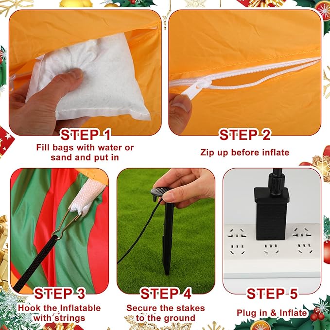 6Ft Christmas Duck Inflatable with Built in LED Lights Xmas Blow-Up Lawn Decoration for Winter Home Garden Yard Holiday Party Indoor Outdoor Decor