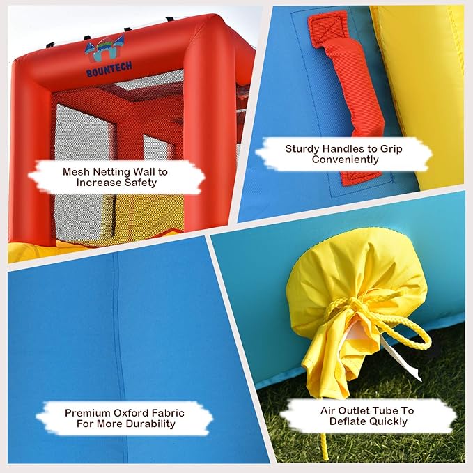 BOUNTECH Inflatable Water Slide, Dual Slides Kids Water Slide Park Bouncy Castle w/950W Blower, 2 Swimming Rings, Large Splash Pool, Backyard Outdoor Blow up Water Slides Inflatables for Big Kids