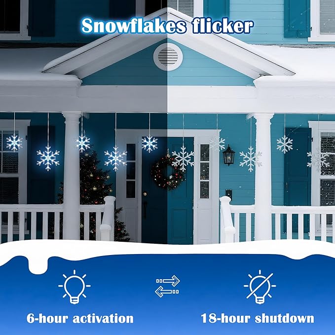 Christmas Snowflake Icicle Lights,9 ft 150 LEDs Curtain Lights with 10 Drops, 3 Strands Connectable, Waterproof Twinkle Effect Icicle Fairy Light for Eaves Window Yard Indoor Outdoor Xmas Tree