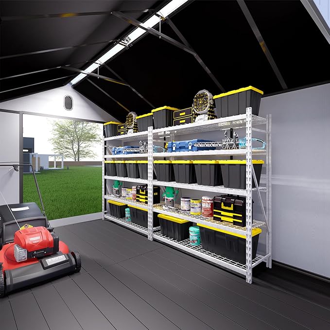 Chery Industrial 8 x 12FT Outdoor Storage, Affordable Metal Tool Shed with Lockable Sliding Shed Door and Vents,Waterproof Galvanized Steel Sheds & Outdoor Storage for Backyard, Garden(Grey)