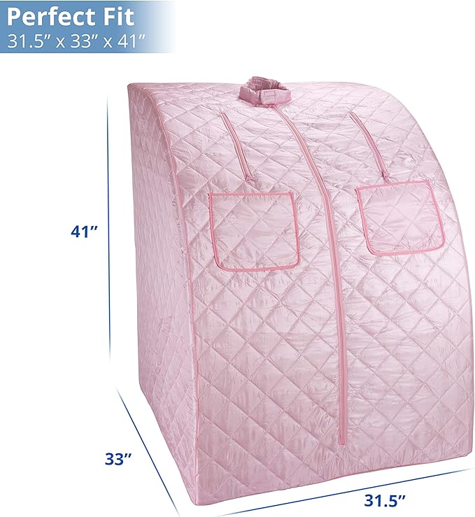 Durasage Oversized Portable Steam Sauna Spa for Home – 800W Steam Generator, 60-Minute Timer, Foldable Chair Included, Spacious Design, 1.5-Year Warranty (Light Pink)