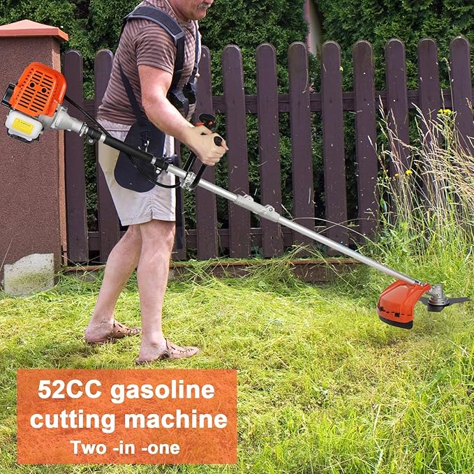 Gas Weed Eater, 52CC 2-Stroke Weed Wacker Gas Powered, 2 in 1 Multi-Functional String/Grass Trimmer, Brush Cutter for Gardening Shipping from USA Fast Arrival
