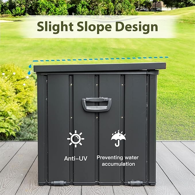 Heavy-Duty Outdoor Metal Storage Box Dark Gray Lockable Water-Resistant Deck Box for Patio Garden Tools Organization Rust-Resistant Outside Storage Box (160 Gallon)