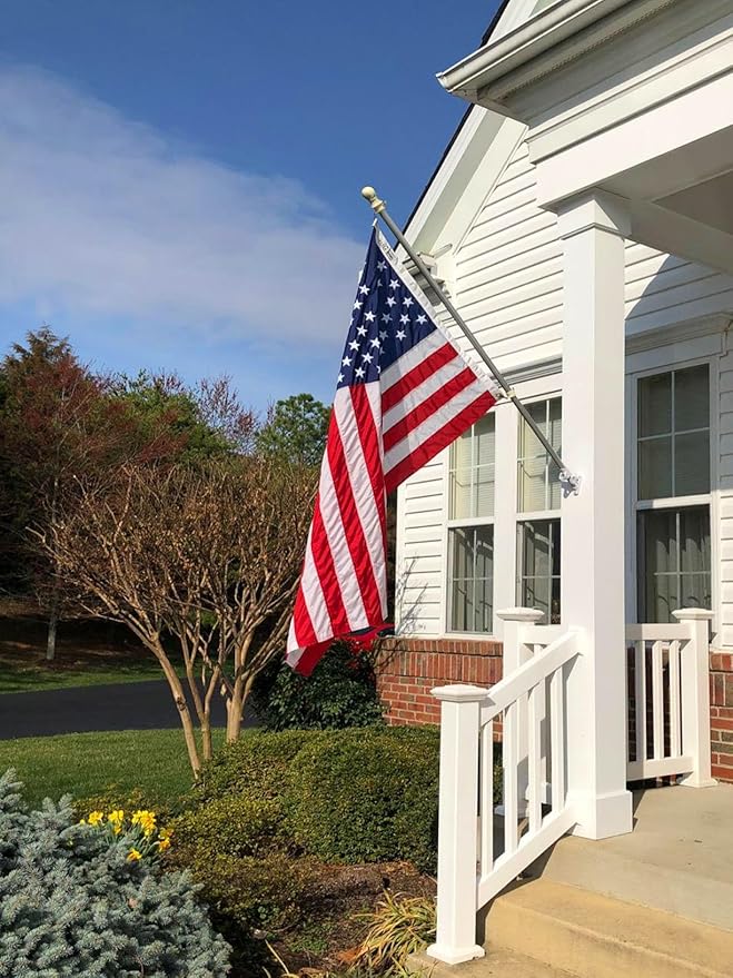 Nylon Embroidered American US Flag 5x8 FT 100% Made in The USA- Heavy Duty Vibrant Colors United States Flag with Embroidered Stars and Sewn Stripes for Home/Company/Indoor Outdoor Decoration (FMAA Certified)