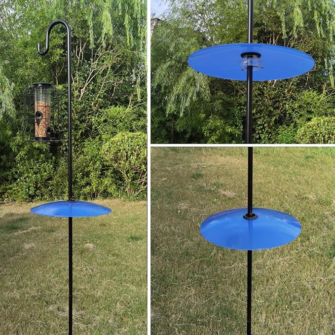 13" Glass Rain Cover for Bird Feeder Outdoors - Baffle on Shepherd Pole/Post or S Hook Hanging - Large Weather Guard Protective Dome - Dia. 33CM (1, Blue)