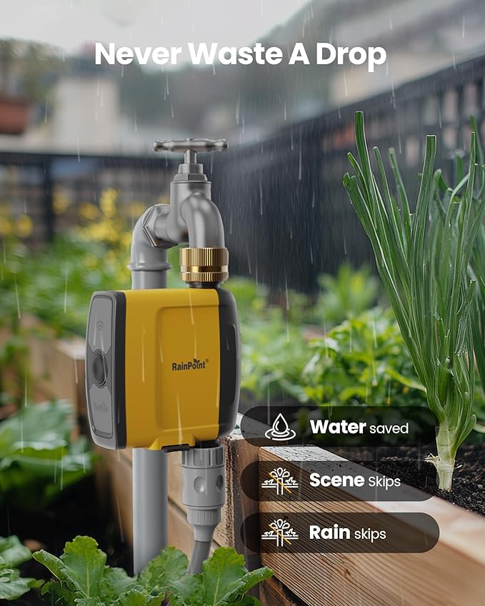 RAINPOINT WiFi Water Timer - TTV103WRF Brass Inlet Sprinkler, Use with TWG004WRF WiFi Hub