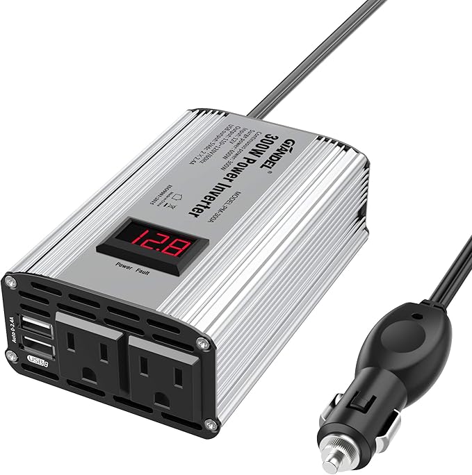 300W Power Inverter DC 12V to 110V AC Car Inverter with 4.8A Dual USB Car Adapter with LED Display