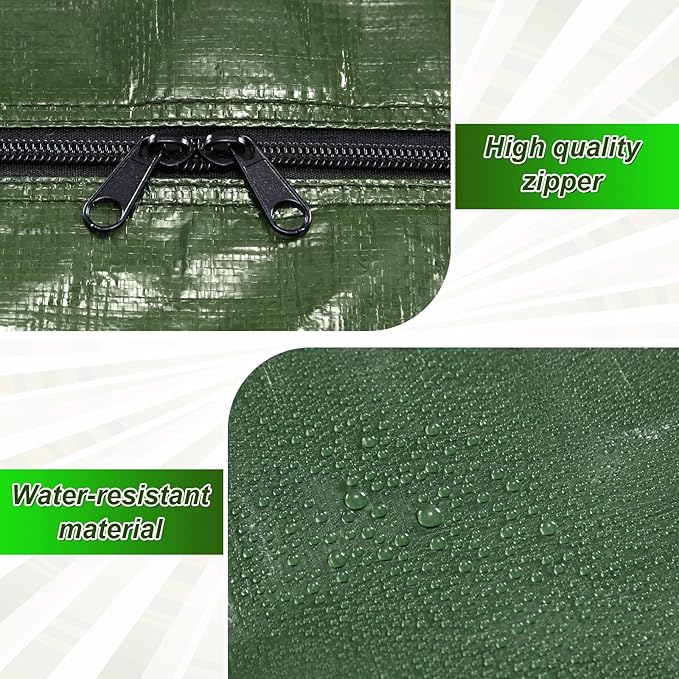 6 Pcs 66 Gallon Large Moving Bags with Zipper and Handles Foldable Storage Duffle Bags Heavy Duty Extra Large Totes for College Dorm Travel Clothes Blankets Bedding Moving (Army Green)