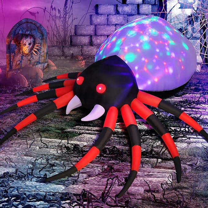GOOSH Halloween Inflatable Spider Outdoor Decoration with Magic Light, Blow Up Yard Inflatables Holiday Inflatables for Outdoor Yard Garden Lawn Decor (4 FT Red)