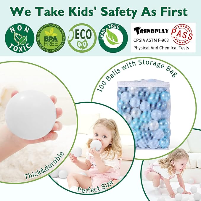 TRENDPLAY Plastic Balls for Ball Pits 2.2 Inch, Pack of 50 100 200 500 Hollow Balls, Perfect for Toddler Baby Pools,Party,Festival Decoration