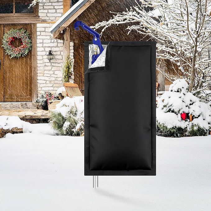 Outdoor Faucet Covers for Winter, 24.8" H×13.4" W - Waterproof Oxford Fabric Water Faucet Cover, Freeze Protection Outdoor Faucets Hose Bibs for Wall Taps Garden, Lawn, and Sprinkler Systems