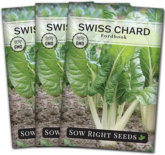 Sow Right Seeds - Fordhook Swiss Chard Seed for Planting - Non-GMO Heirloom Packet with Instructions to Plant and Grow an Outdoor Home Vegetable Garden - Nutritious, Flavorful - Great Gift (3)