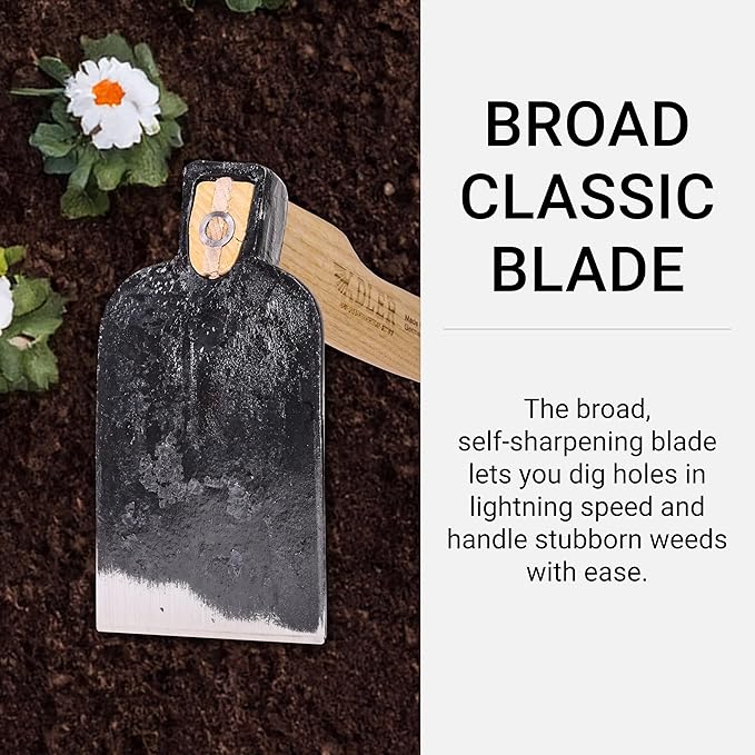 Adler - The Ivy Garden Hoe, Heavy Duty Yard Tool Lawn Care, Loosening Soil, Weeding, and Digging, Steel Head 3.9 inches, Wood Handle 17.7 inches (Mocha)