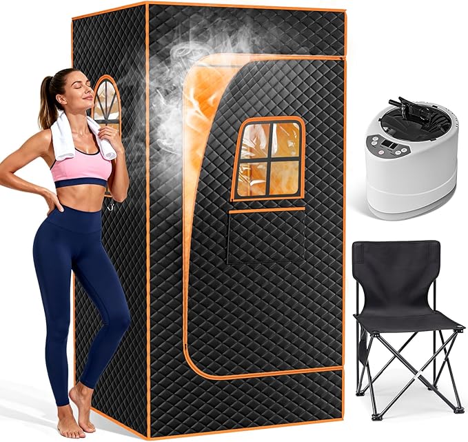 NAIZEA Sauna Box,Upgraded Version Portable Steam Sauna, Portable Saunas for Home with 3L 1200W Steamer, Remote Control, Folding Chair, Full Body Saunas Tent for Relaxation,2.9'x2.9'x5.9'