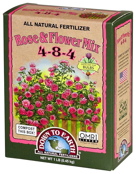 Down to Earth All Natural Rose & Flower Bulb Fertilizer Mix 4-8-4, 1 lb