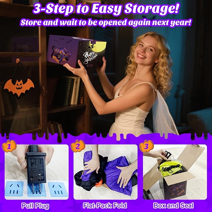 Danxilu 9FT Halloween Inflatable Dominating Dragon with Pumpkin Outdoor Decoration, Blow Up Yard Decoration with LED Lights Spooky for Halloween Fun Holiday Party Yard Garden Lawn Decor