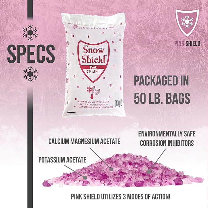 Peach Country Pink Ice Melt -25°F Effective, Eco-Friendly De-Icer, Fast-Acting Granules for Driveways, Walkways & Entryways, 45 lb Pail