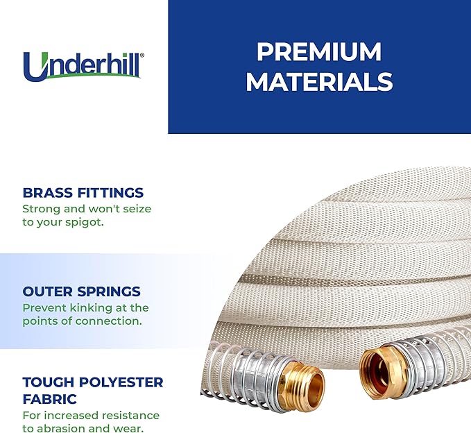 Featherweight EVO Lightweight Fabric Garden Water Hose for Outdoors, Yard, Kink-Resistant, Flexible, Weighs 5 Pounds, 200 PSI Working Pressure, 800 PSI Burst Pressure, 50 ft Long, White