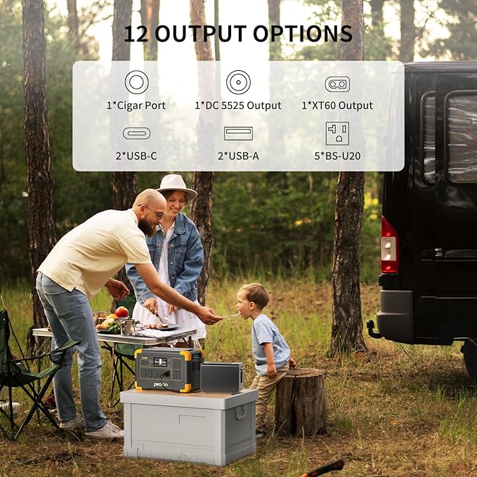 pecron Solar Generator E1000LFP with 2x300W Solar Panels, 1024Wh/1800W LiFePO4 Battery Backup, Portable Power Station Expandable to 4097Wh, Fast Charging Power Station for Emergencies, Camping, RV