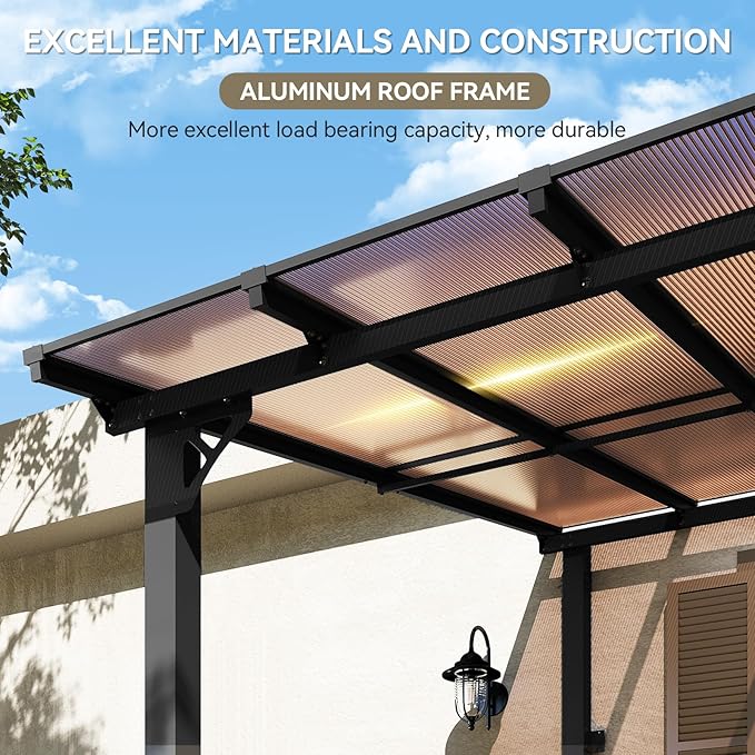 Aoxun 16' x 10' Gazebo for Patio, Gazebo Pergola with Sloped Roof, Large Wall-Mounted Heavy Duty Awnings, for Backyard, Deck, Patio