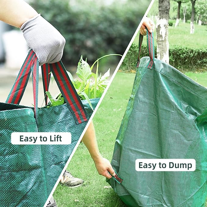2-Pack 132 Gallons Leaf Bags, Reusable Yard Waste Bags, Heavy Duty Lawn Bags with 4 Handles for Garden Leaves and Waste Collection, Lightweight Portable Yard Trash Bag
