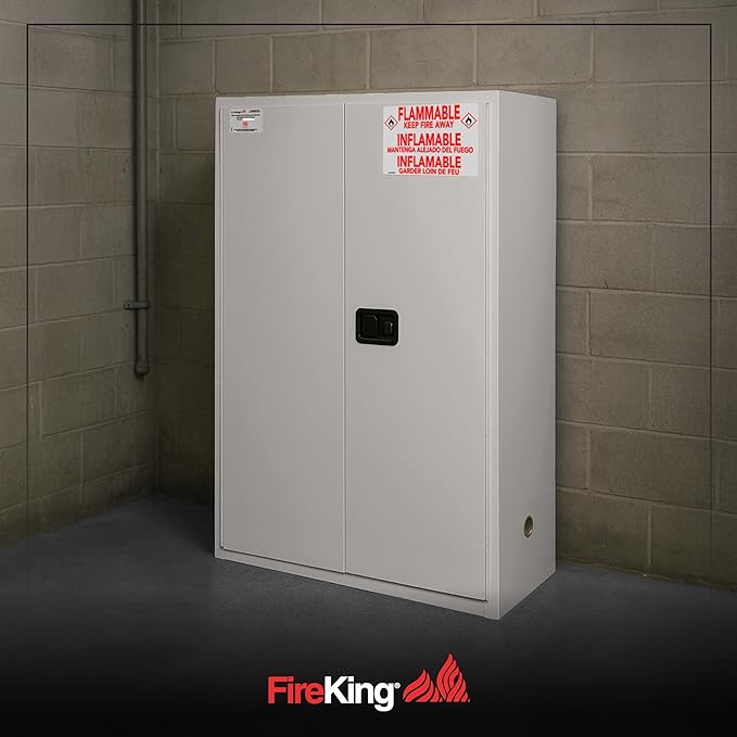 FireKing Platinum Flammable Safety Cabinet, Lab Chemicals Flammable Storage Cabinet, 45 Gallon Steel Safety Cabinets with Manual Door for Commercial, Industrial & Home Use, 43" x 18" x 65"