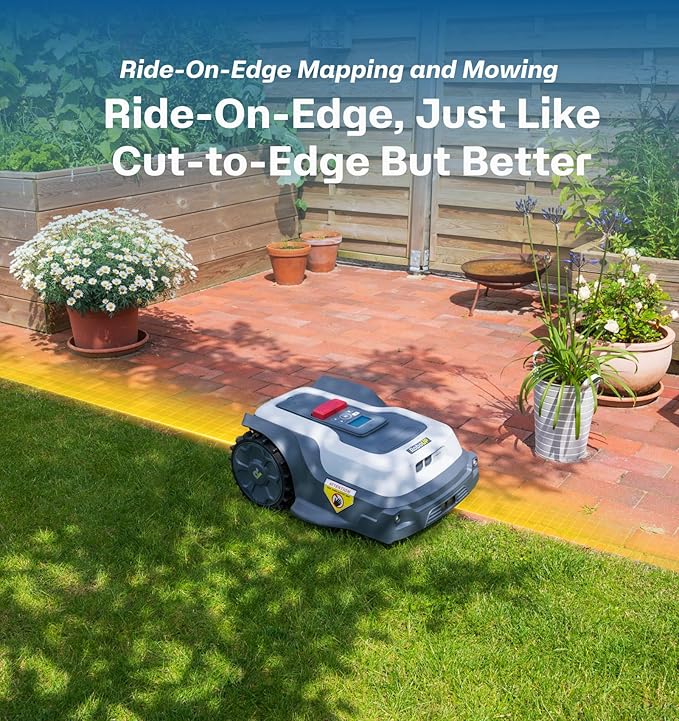T1200Pro Robot Lawn Mower Wire-Free with Garage, Automatic Lawn Mower for 0.35 Acre, 45% Slopes, Cutting Height 3-6cm, Wireless RTK+AI Powered Robot Mower