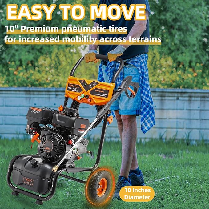 Gas Pressure Washer, 3500PSI Gas Power Washers 209CC 2.3GPM High Pressure Washers with 25FT Hose, 4 Quick-Connect Nozzles, Soap Tank, Axial Pump, Portable Pressure Washer Gas Powered for Car