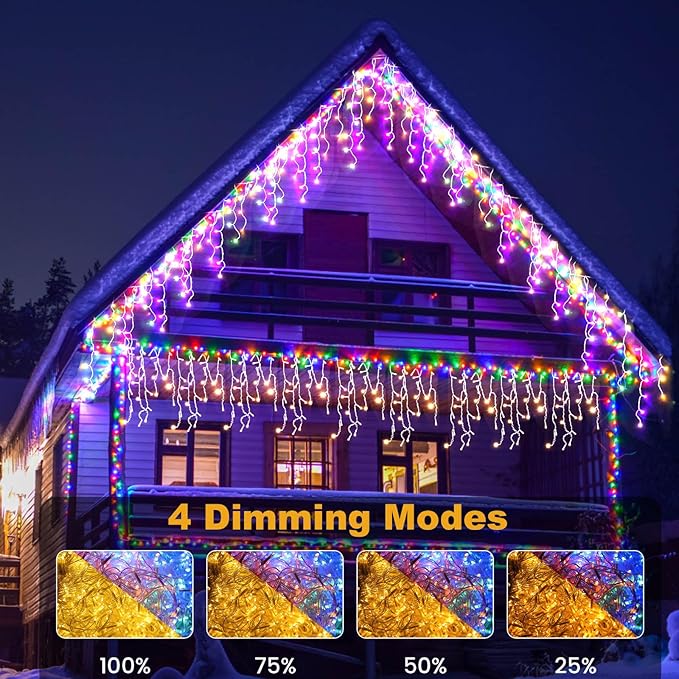 Christmas String Lights Outdoor, Warm White to Multicolor 98ft 1280 LEDs with App and Remote Control for Outside Yard Patio Eave Decorations