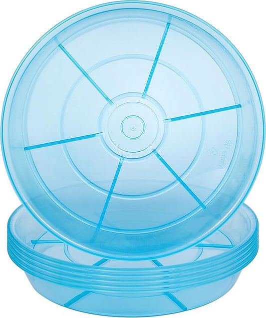 6 Pack Plant Saucer Drip Tray, 4 5 6 8 9 10 12 14 16 18 inch, Heavy Sturdy Plastic Planter Flower Pot Saucers for Indoor Outdoor Garden, Plant Water Drip Trays for pots Base (4", Blue)